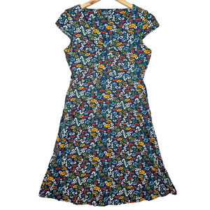 Toad And Co Rosemarie Dress Blue Floral Sz S Sustainable Responsible Organic